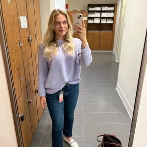 Knit Crewneck Sweater | Banana Republic | Lilac | Transitions Seasons Well